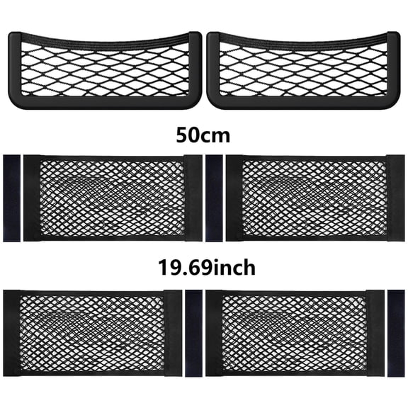 GROBRO7 8Pcs 50cm RV Storage Net Pocket Set Black Polyester Organizer Pouch for Car Wall Home