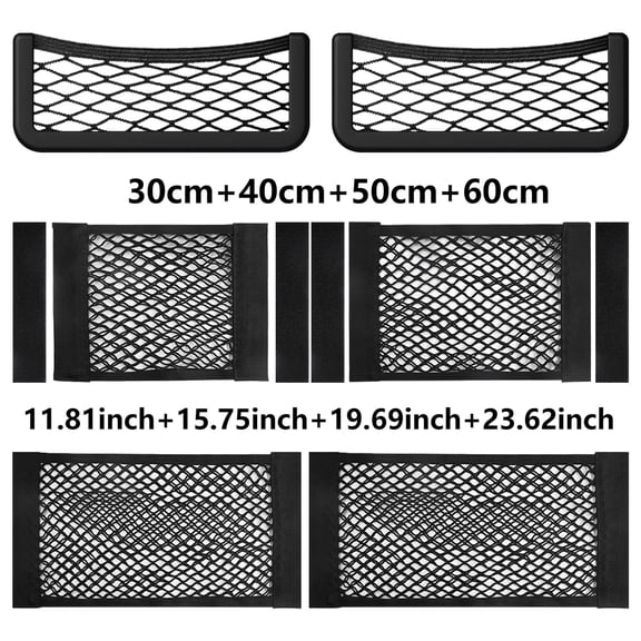 GROBRO7 RV Storage Net Pocket Set, Black Polyester Mesh Organizer Pouches with 4 Sizes