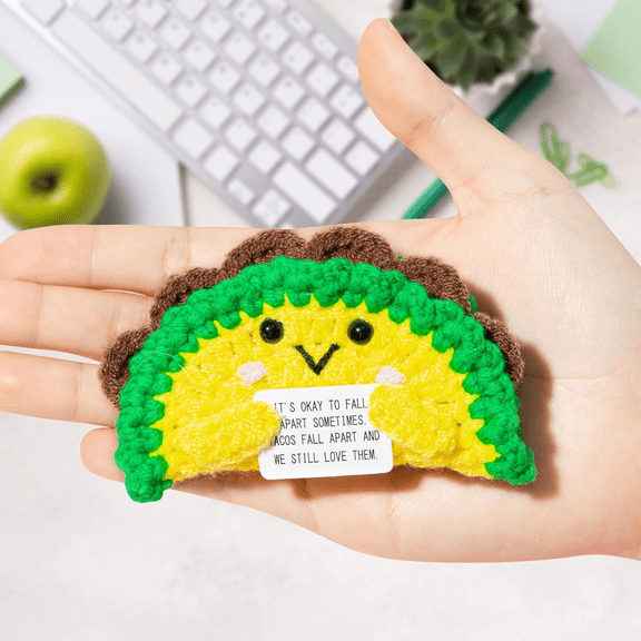 GROBRO7 Handmade Taco Positive Crochet,Funny Emotional Support Doll Decoration,Present for Birthday Christmas New Year1piece
