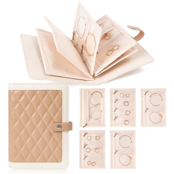 GROBRO7 Leather Jewellery Organiser for Women & Girls, Waterproof Jewellery Bag Graduation Gift, Off-White