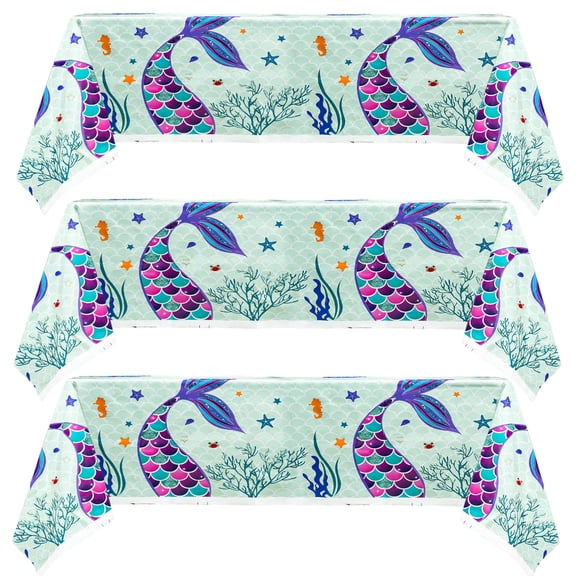 GROBRO7 Plastic Party Tablecloths for Camping, 70.8 in x 42.5 in, 3 Piece  Colorful