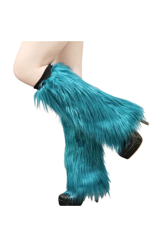 1 Pair Female Leggings Medium Tube Solid Soft Anti-cold Warm Keeping Faux Fur Knee-length Hipster Warm Sock for Daily
