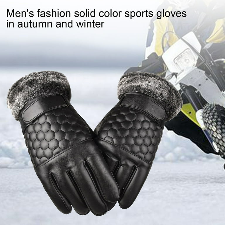 GROFRY 1 Pair Men Finger Gloves Plush Lining Touch Screen Autumn