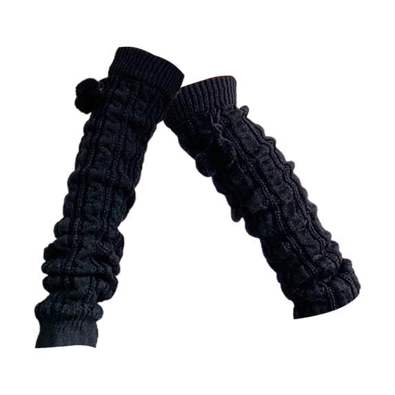 GROFRY 1 Pair Thickened Warm Elastic Leg Warm Socks Japanese Style Sweet Girl Ribbed Knitted Boot Cuffs for Daily Wear