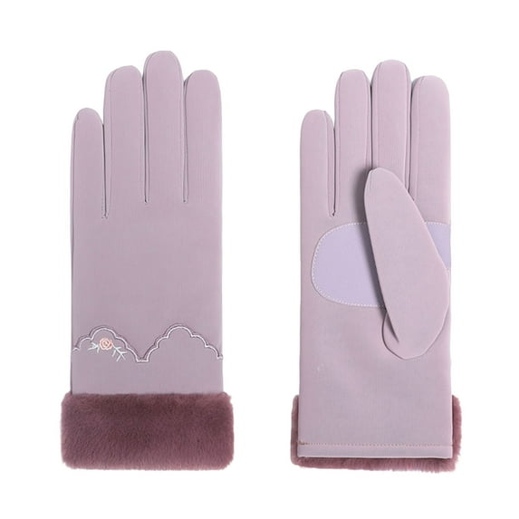 GROFRY 1 Pair Women Gloves Full Finger Touchscreen Non-slip Waterproof Plush Wrist Keep Warm Thickened Autumn Winter Adults Motorcycle Cycling Gloves for Outdoor