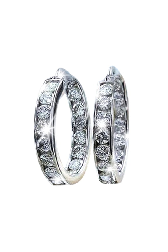 1 Pair Women Huggie Earrings Cubic Zirconia Round Hoop Earrings Couple Ear Jewelry Electroplated Copper Geomatric Hanging Earrings for Prom Party Daily