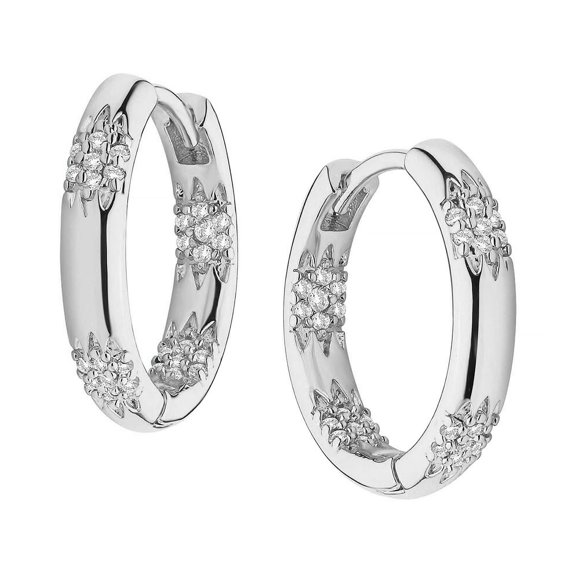 GROFRY 1 Pair Women Huggie Earrings Polished Cubic Zirconia Small Ear Hoop Lightweight Metal Ear Jewelry for Daily Wear Dating Party