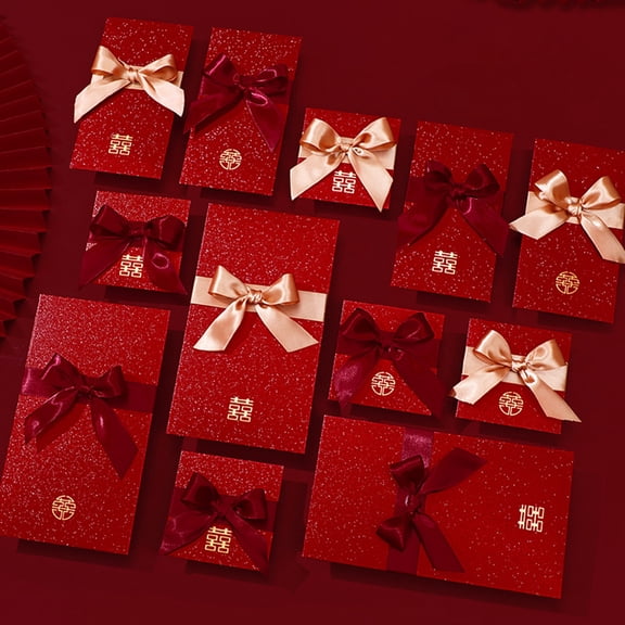 GROFRY 1 Set Red Envelopes Exquisite Bow-knot Paper Traditional Chinese Lucky Money Pockets Wedding Supplies