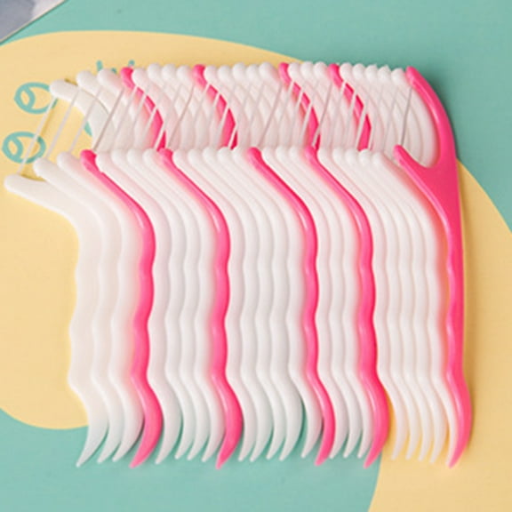 GROFRY 100 Pcs Dental Floss Teeth Plastic Toothpicks Stick Oral Care Cleaning Tool