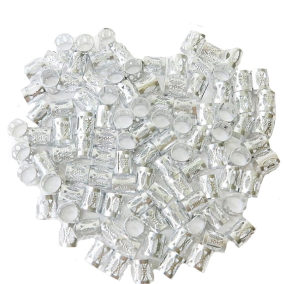 GROFRY 100Pcs 8mm Hole Micro Dreadlock Ring Beads Hollow Hair Braid Cuff Clips Gift,Silver