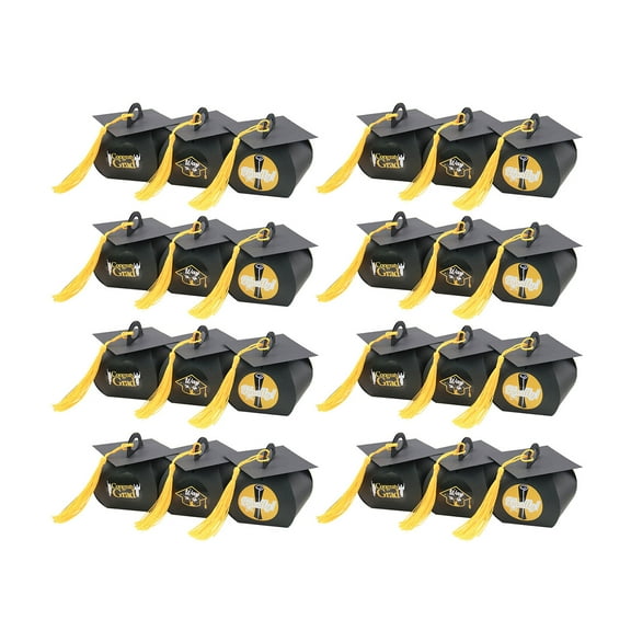 GROFRY 24Pcs/Set Adorable Graduation Cap Shape Candy Box Creative Good Shaped Paper Dessert Box for Home