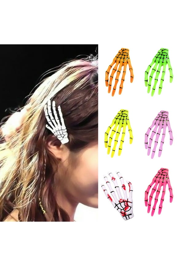5 Pcs Punk Women Skeleton Claw Zombie Hand Hair Clip Hairpin Bobby Pin Halloween Decor