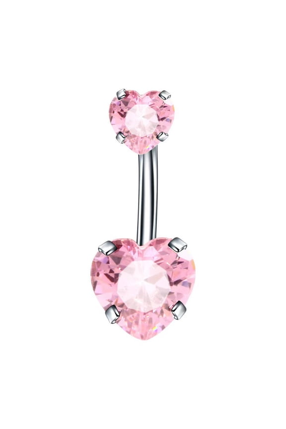 Belly Button Ring Eye-catching Corrosion Resistant Heart Shaped Belly Navel Stud Piercing Jewelry for Girl