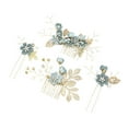 thumbnail image 1 of GROFRY Charming 4Pcs Hair Pins Set Charming Exquisite Alloy Fake Pearl Crystal Leaf Flower Bride Hair Clip for Wedding, 1 of 8