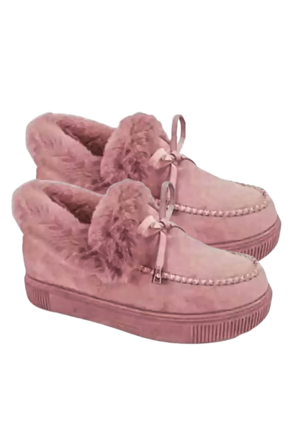 Comfortable Autumn Winter Women Thick Warm Plush Anti-Skid Slip-On Soft-soled Flat Shoes
