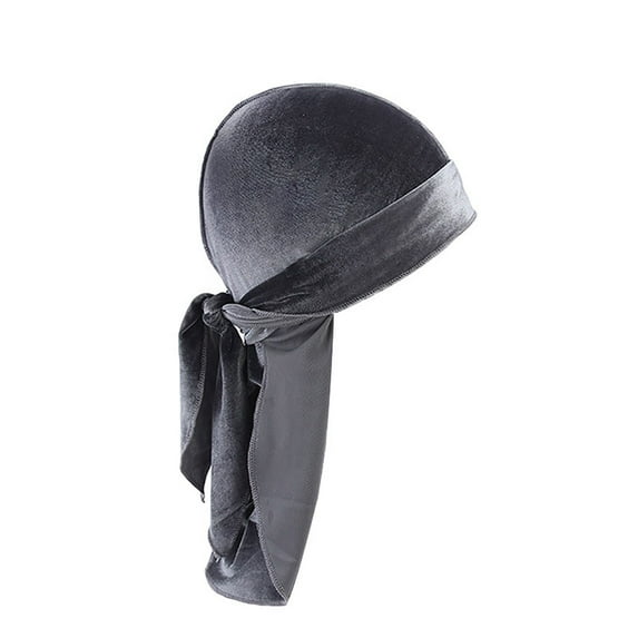 GROFRY Comfortable Durag Cap Solid Color Ultra Soft Keep Warm Velvet Men Women Head Wrap with Long Tail for Winter