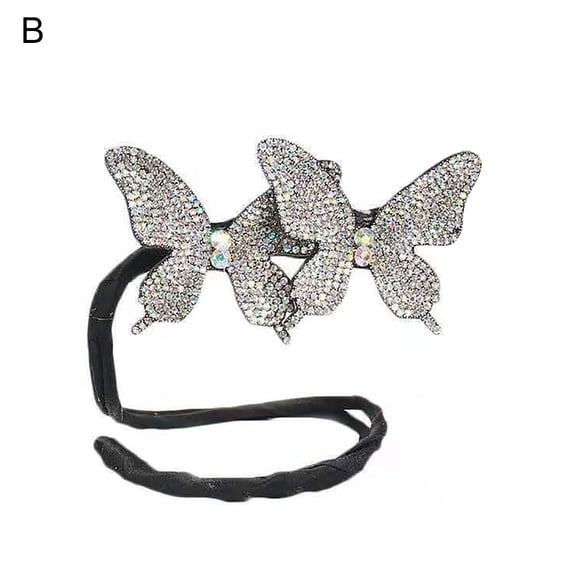 GROFRY Cross Teeth Tight Bud Head Hairpin DIY Hairstyle Lady Shiny Butterflies Decor Bun Hair Clip Hair Accessories