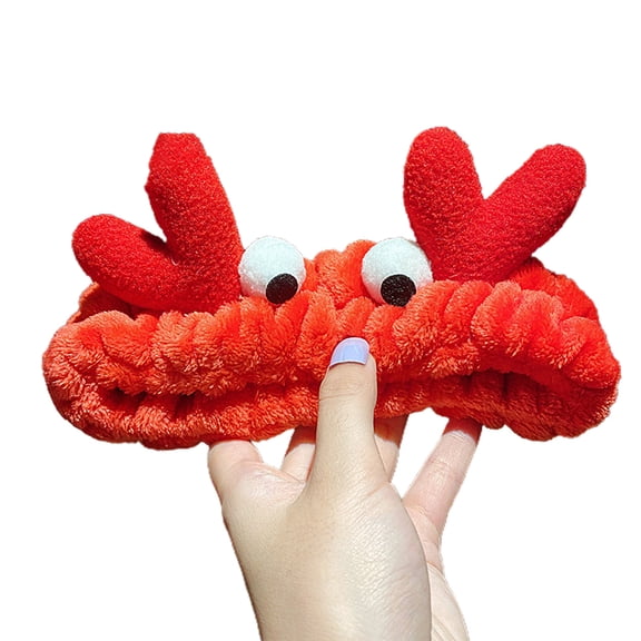 GROFRY Cute Women Cartoon Crab Ears Stretchy Headband Face Washing Hairband Headwear
