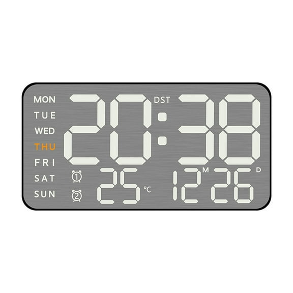 GROFRY Digital Wall Clock with Remote Control Large Display 12/24Hr Plug-in LED Digital Alarm Clock with Temperature