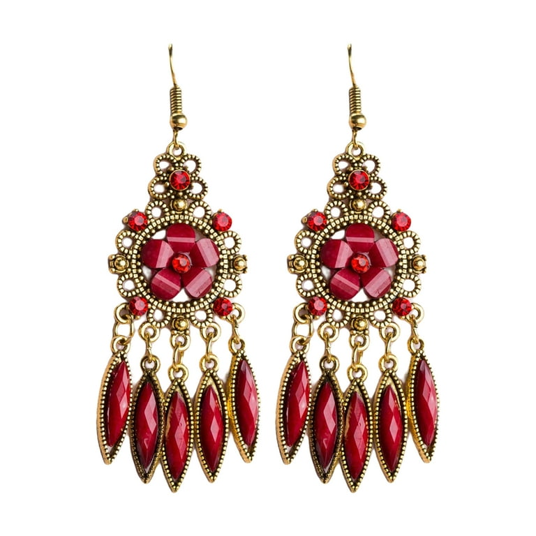 Red dangle earrings for prom deals