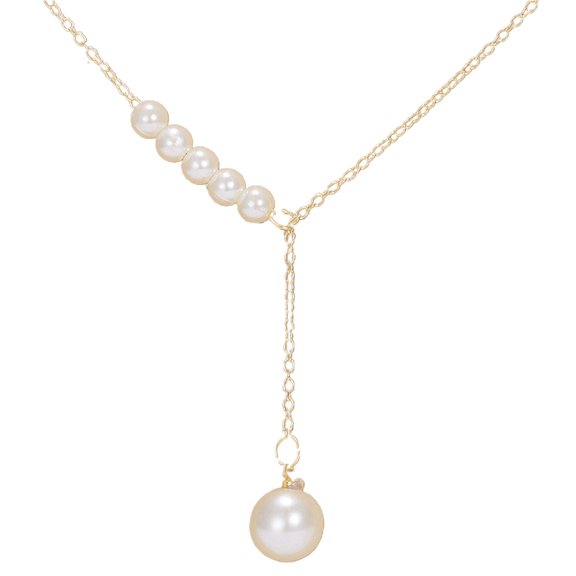 GROFRY Exquisite Women Necklace Multi Styles Imitation Pearl Stainless Moon Shape Neck Chain Gift