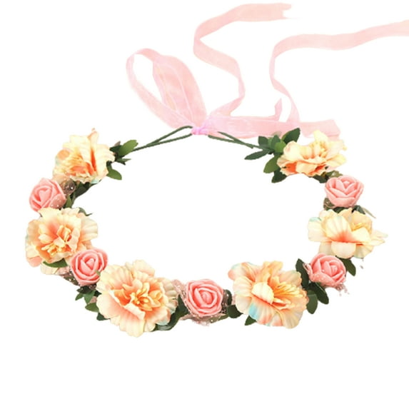GROFRY Flower Headband Nice Looking Adjustable Artificial Women Girl Flower Wreath Crown for Wedding