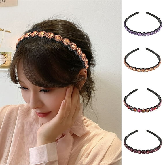 GROFRY Hair Clasp Shiny Colorful Rhinestone Non-Slip Reusable Narrow Brim Girls Headband Hair Accessories