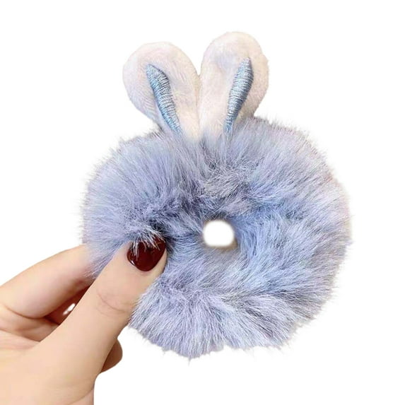GROFRY Hair Rope Cartoon Design Rabbit Ear High Elasticity Comfortable Hand Feeling Strong Tightening Force Decorate Headwear Imitation Rabbit Fur Elastic Hair Band for Daily Life