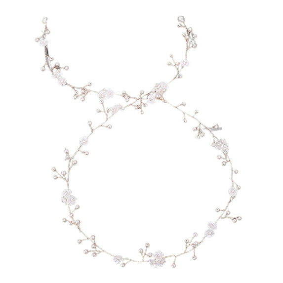 GROFRY Hand Wired Headband Adjustable Rhinestone Easy to Operate Faux Pearl Hair Vine for Anniversary