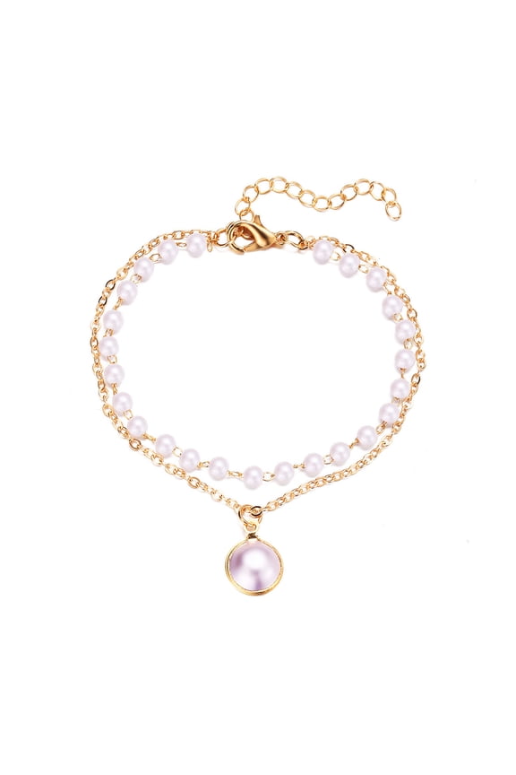 Handmade Faux Pearl Bracelet for Women Adjustable Alloy Bracelet Imitation Pearl Necklace Retro Jewelry for Birthday Gifts