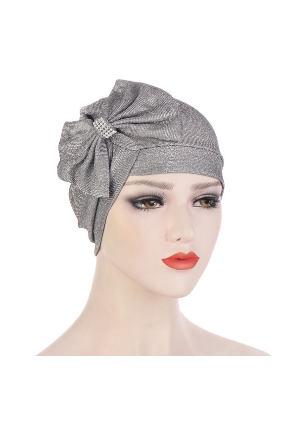 Head Cap Multicolor Elastic Polyester Forehead Cross Large Bow Head Wrap for Women