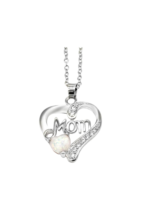 Heart Pendant Necklaces for Women I You Mom Cubic Zirconia Heart Necklace for Mother Day Birthday Gift