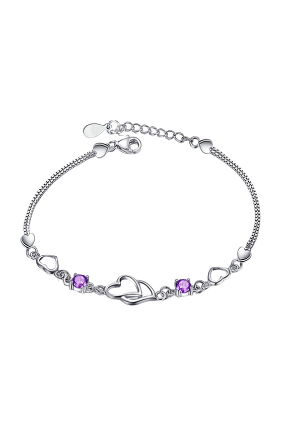 Intertwined Hearts Bracelet Copper Alloy Bracelet with Rhinestone Female Wrist Jewelry Valentine Day Anniversary Gift for Her Girlfriend Wife