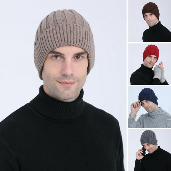 GROFRY Knitted Hat Comfortable Cold-proof Solid Color Women Men Winter Outdoor Beanie Cap for Daily Life