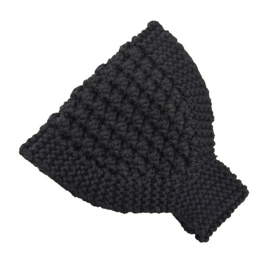 GROFRY Knitted Hat Handmade Empty Top Stretchy Soft Cozy Ears Solid Color Autumn Winter Women Headband Beanie Cap for Outdoor