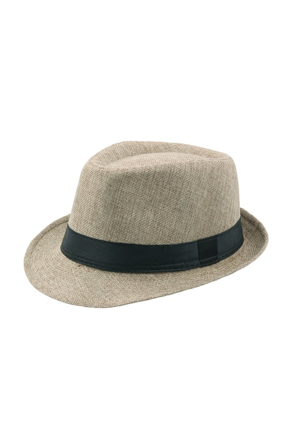 Men Solid Color Wide Brim Fedora Felt Hat Panama Cap Boater Summer Beach Sunhat