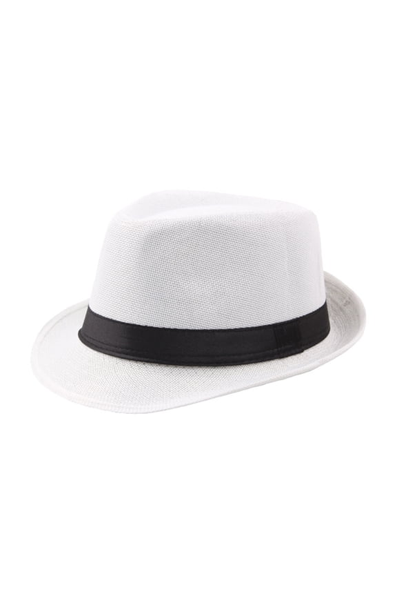 Men Solid Color Wide Brim Fedora Felt Hat Panama Cap Boater Summer Beach Sunhat