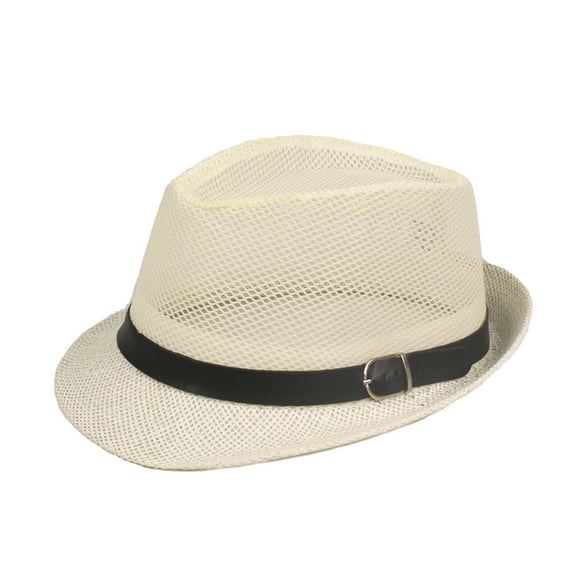 GROFRY Mesh Men Fedora Wide Brim Mesh Spring Summer Pure Color Low-profile Sunshade Hat for Outdoor