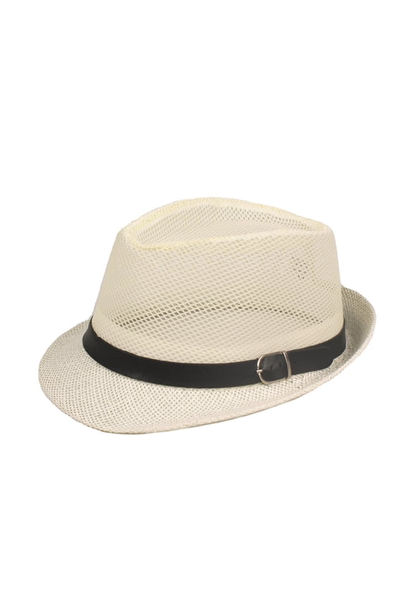 Mesh Men Fedora Wide Brim Mesh Spring Summer Pure Color Low-profile Sunshade Hat for Outdoor