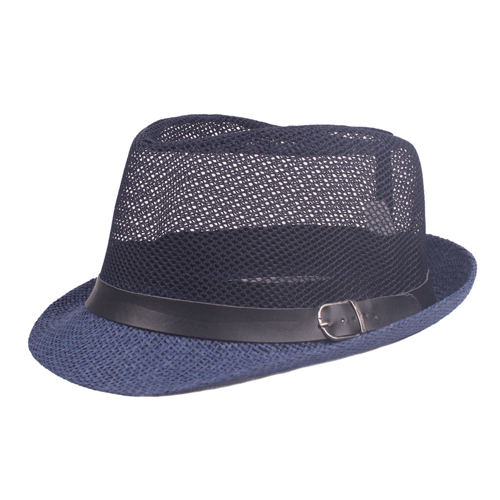 GROFRY Mesh Men Fedora Wide Brim Mesh Spring Summer Pure Color Low