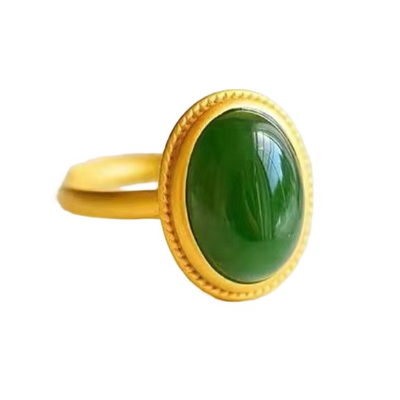 GROFRY Natural Stone Ring Ethnic Style Adjustable Finger Rings Oval Shaped Gemstone Jewelry for Women Anniversary Birthday Wedding Gift