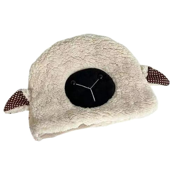GROFRY Plush Hat Cute Fuzzy Cozy Thickened Stretchy Keep Warm Soft Autumn Winter Sheep Lamb Ears Girls Cap for Daily