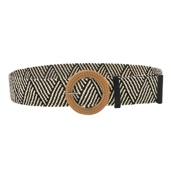 GROFRY Round Buckle Round Buckle Braided Waist Belt Women Adjustable Bohemia Dress Belt Clothes Ornament