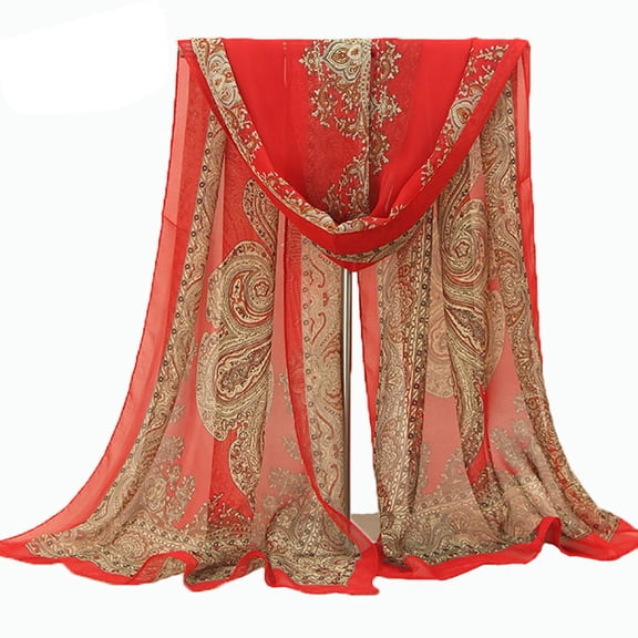 GROFRY Scarf Women Fashion Long Soft Chiffon Flower Scarf Sheer Wrap Neck Shawl Stole Gift