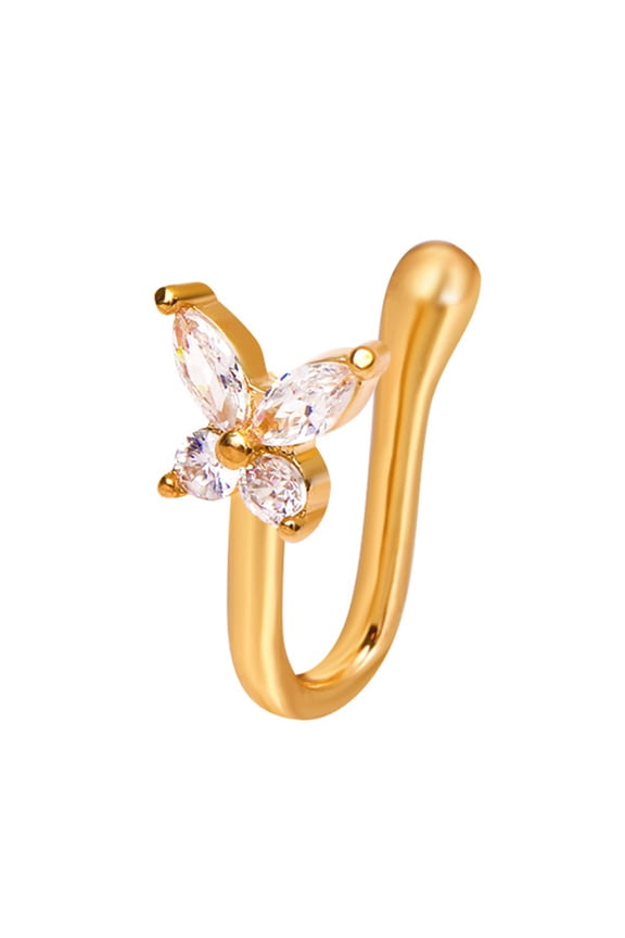 Shiny Nose Ring Butterfly Rhinestones Jewelry Simple Electroplating Nose Cuff Septum Nose Jewelry