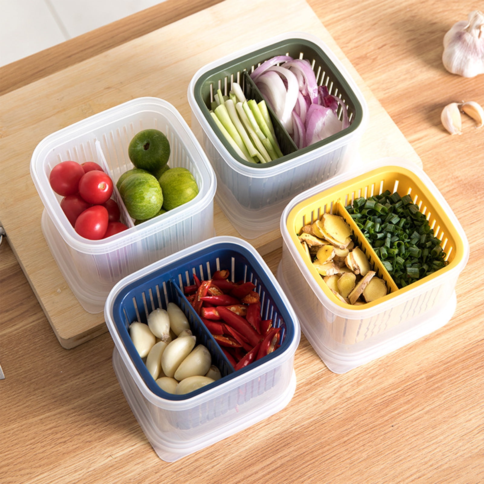 GROFRY Storage Container Double Layers Multi-functional Food-Grade ...