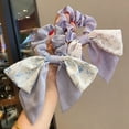 thumbnail image 1 of GROFRY Stretchy Temperament Cloth Lady Hair Tie Fashion Floral Bow Ribbon Hair Rope Hair Accessories, 1 of 7