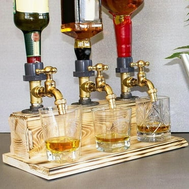 GROFRY Wine Dispenser Eye-catching Innovative Wood Fathers Day Stable Whiskey Liquor Dispenser for Gifts
