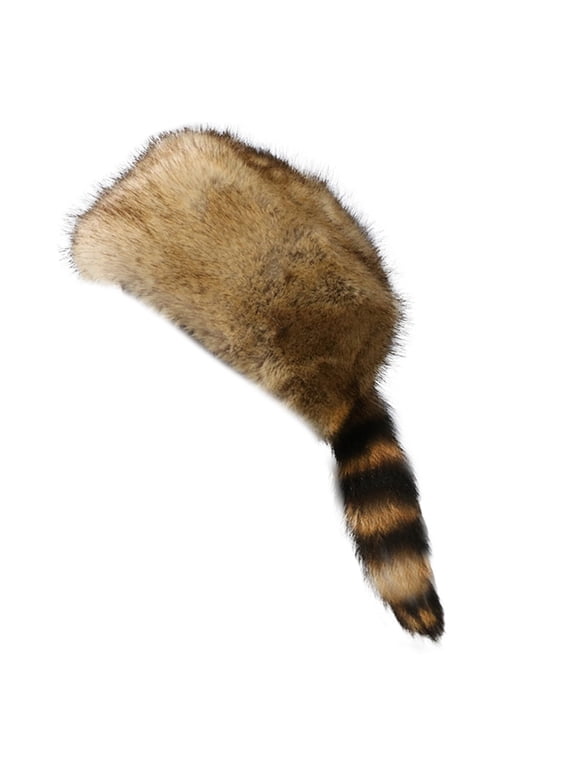 Winter Hat Faux Fur Raccoon Tail Russian Round Flat Top Ear Protection Thickened Autumn Winter Thermal Women Cap for Camping,