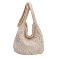 thumbnail image 1 of GROFRY Women Shoulder Bag Twist Pattern Crochet Solid Color Large Capacity Shopping Bag Tote Bag for Travel, 1 of 8